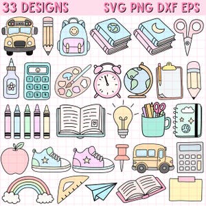 Back to School Clipart SVG Bundle: Teacher & School Supplies (Digital Download)