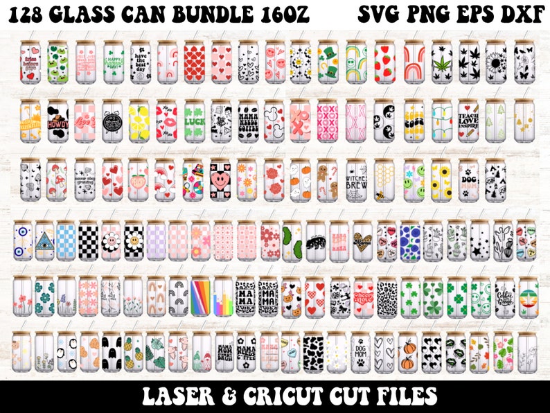 Glass Can Svg Bundle, 16oz Glass Can Bundle, Glass Can Svg, Libbey Glass Can Svg, Beer Can Glass Svg, Svg Files for Cricut, Cricut Svg image 2