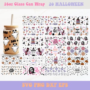 Halloween Glasdosenverpackung, Halloween Libbey Wrapkombination, Libbey Glasverpackung, Glasdosenverpackung, 16 Unzen Glasdosenverpackung, Plotterdatei für Cricut