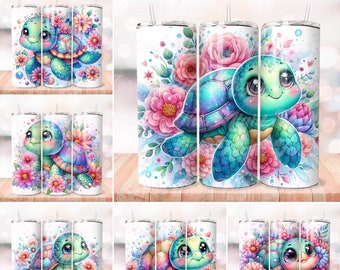 Sea Turtle Tumbler Wrap, Turtle Sublimation, Cute Turtle Png, Summer Tumbler Wrap, Tumbler Wrap Png, Sublimation Designs, Digital Download