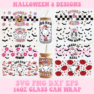 Halloween Glass Can Wrap Svg, Halloween Libbey Wrap Svg, Libbey Glass Wrap, Glass Can Svg, 16oz Glass Can Wrap, Svg Files for Cricut