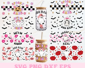 Halloween Glass Can Wrap Svg, Halloween Libbey Wrap Svg, Libbey Glass Wrap, Glass Can Svg, 16oz Glass Can Wrap, Svg Files for Cricut