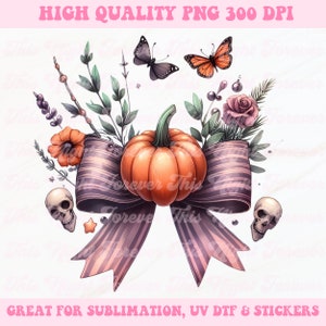 Halloween Bow Png, Sublimation, Pumpkin Png, Vintage Halloween Png, Coquette Png, Bow Png, Trendy Png, Halloween Shirt Png, Pumpkin Bow Png