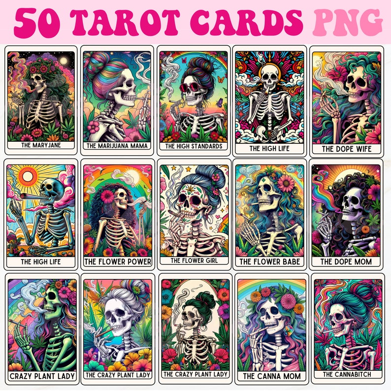 Tarot Cards Png, Stoner Skeleton Png, Funny Tarot Card Png, Mom Tarot Card Png, Sublimation Design, Tarot Card Sublimation, Weed Sublimation image 2