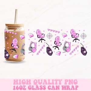 Gamer Girl Glasdosen wickeln, 16 Unzen Glasdosen wickeln Png, Gamer Png, Mädchen Gamer Glasdosen, Videospiel Png, Glasdosen wickeln, Cup Wrap