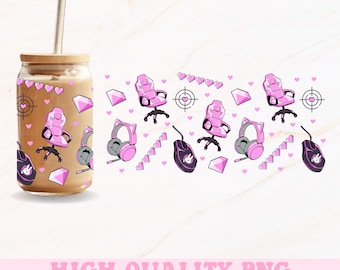 Gamer Girl Glass Can Wrap, 16oz Glass Can Wrap Png, Gamer Png, Girl Gamer Glass Can Png, Video Game Png, Glass Can Wrap, Cup Wrap