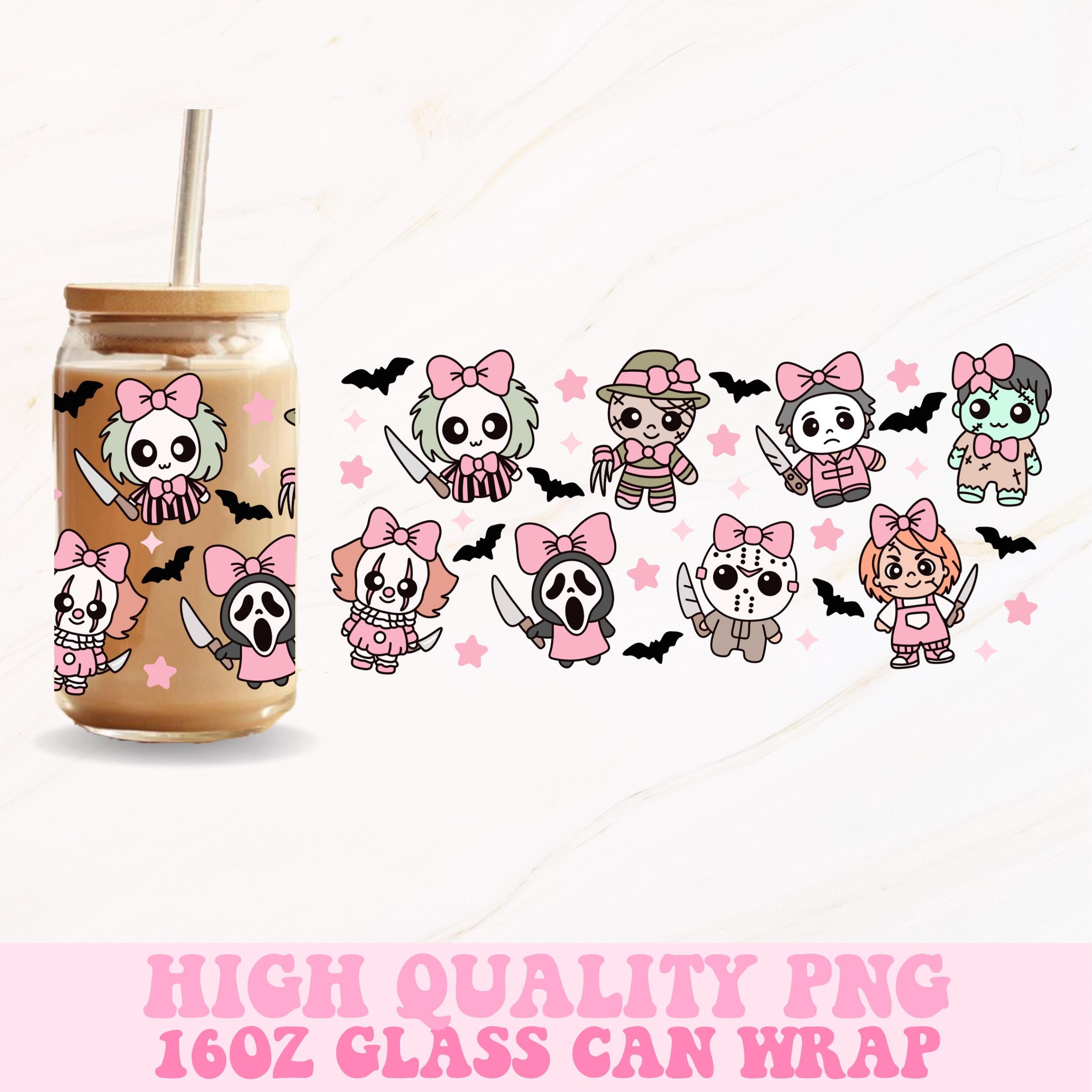 Coquette Halloween Glass Can Wrap, 16oz Glass Can Wrap Png, Horror Png, Halloween Glass Can Png, Halloween Coquette Png, Glass Can Wrap