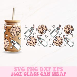 Milk and Cookies Glass Can Svg, Christmas Can Wrap Svg, Libbey Glass Wrap, Glass Can Wrap Svg, Christmas Svg, 16oz Glass Can Wrap Svg