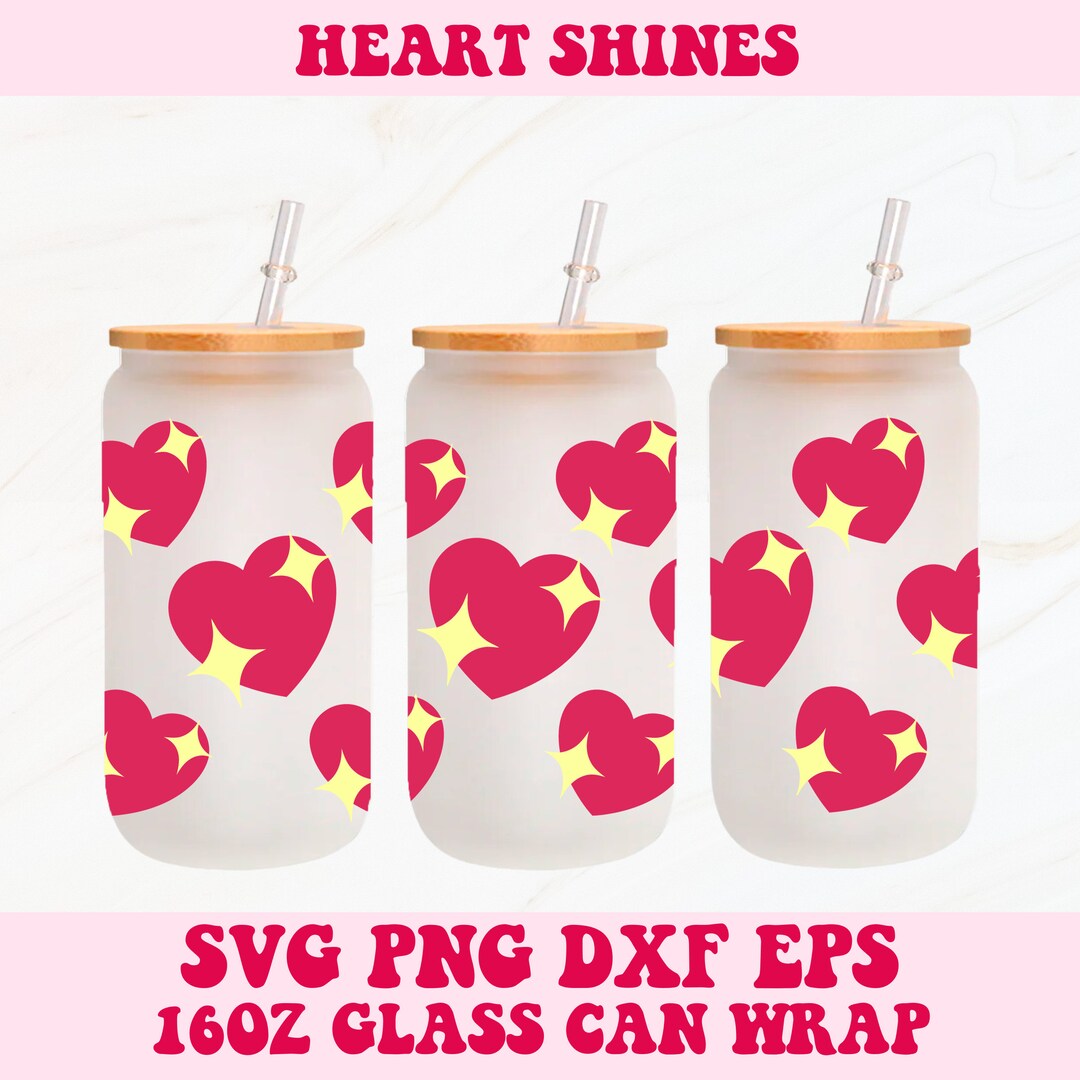 Valentines Glass Can Wrap Svg, Hearts Svg, Valentines Libbey Svg ...