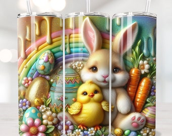 Easter Bunny Chick Tumbler Wrap, Easter Tumbler Wrap, 20 oz Skinny Tumbler, Sublimation Design, Easter Wrap Png, Digital Download, Easter