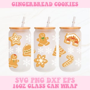 Gingerbread Cookies Svg, 16oz Glass Can Wrap Svg, Christmas Glass Can Svg, Libbey Glass Wrap, Glass Can Wrap Svg, Christmas Svg
