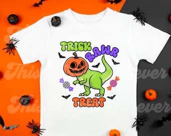 Trick or Treat Svg, Halloween Svg, Barn Halloween Svg, Bus eller godis Svg, Höst Svg, Pumpa Svg, Dinosaurie Svg, Halloween Tröja Svg, Svg