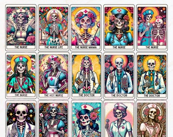 Krankenschwester Tarotkarten Png, Tarotkarten Png, Skelett Png, Doktor Tarotkarte Png, Krankenschwester Png, Sublimationsentwurf, Krankenschwesterleben, Doktor, Krankenschwester Mama