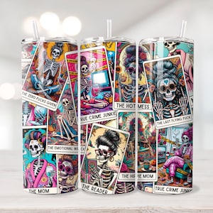 Tarot-Karte Tumbler Wrap, sarkastische Skelett Tumbler Wrap, 20 oz Skinny Tumbler, Sublimationsdesign, sarkastischer Png, lustige Tarot Tumbler Wrap