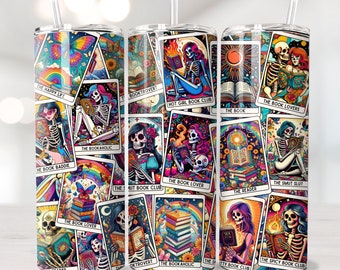 Tarot-Karte Tumbler Wrap, Buch-Liebhaber-Tumbler Wrap, Tarot-Karte Png, 20 Unze Skinny Tumbler, Sublimations-Design, Smutty Book Club, Tumbler Wrap