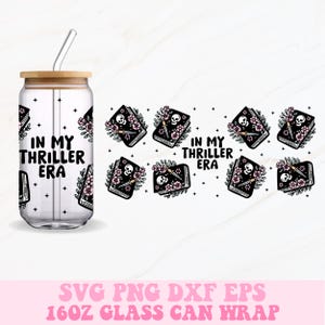 In My Thriller Era Glasdose Png, 16 Unzen Glasdose Wrap, Buch Mädchen Png, Thriller Buch Glasdose Png, Glasdose Wrap, Glasdose Design, Bücher