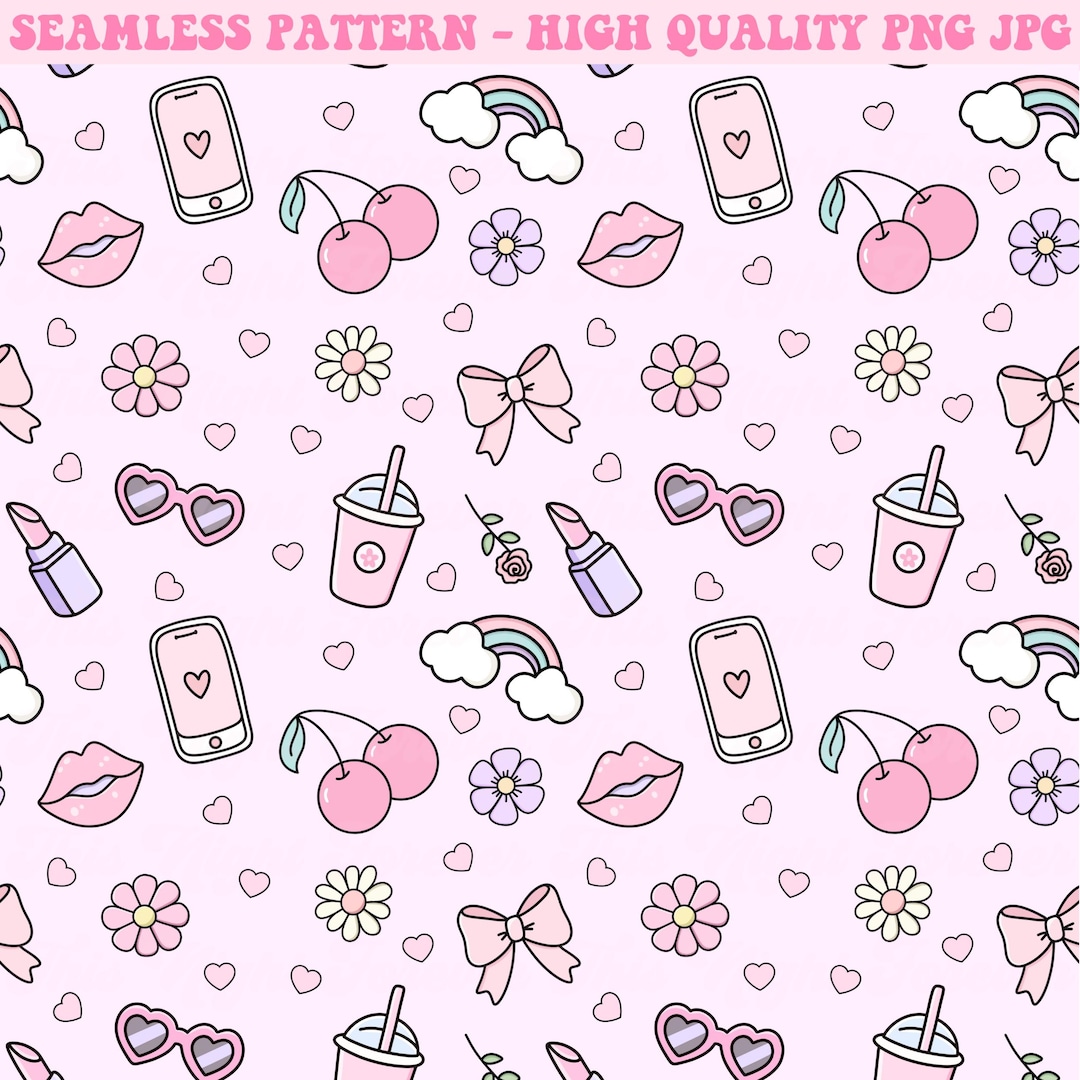 Just a Girl Seamless Pattern, Girly Seamless Pattern, Repeat Pattern ...