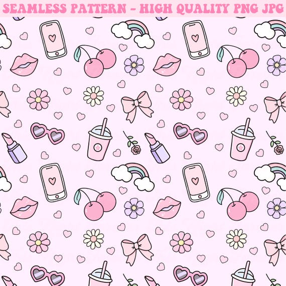 Just a Girl Seamless Pattern, Girly Seamless Pattern, Repeat Pattern, Seamless Pattern, Trendy Png, Coquette Girly Pattern, Summer Pattern