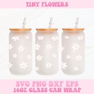 Tiny Flowers Glass Can Wrap, 16oz Glass Can Wrap Svg, Flowers Glass Can Wrap Svg, Libbey Glass Wrap, Glass Can Wrap Svg, Flowers Svg