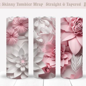 3D Flowers Sublimation Wrap, 20oz Skinny Tumbler, 20oz Tumbler Wrap, Tumbler Wrap Png, 3D Tumbler Wrap, Sublimation Png, Digital Download