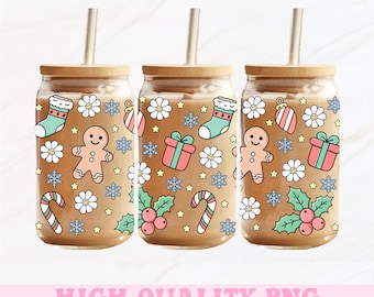 Happy Christmas wrap png, 16oz glasblik wrap, kerstbeker wrap png, kerstglas blikje png, glazen blikje wrap, ontwerp glasblik, sublimatie