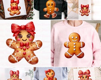 Pan di zenzero Png, Pan di zenzero Coquette, Png di Natale, Pan di zenzero di Natale, Design a sublimazione, Png di Natale alla moda, Omino di pan di zenzero Png