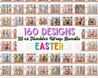 Easter Tumbler Wrap Bundle, Easter Tumbler Wrap, 20 oz Skinny Tumbler, Sublimation Design, Easter Wrap Png, Easter Png, Easter Cow Wrap Png