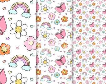 Happy Books Pattern, Happy Seamless Pattern, Seamless Pattern Png, Summer Pattern Png, Smiley Pattern Png, Sublimation Pattern, Pattern Png