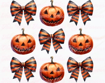 Pumpkin Bows Png, Coquette Halloween Png, Sublimation, Pumpkin Png, Retro Halloween Png, Trendy Png, Halloween Shirt Png, Halloween Bow Png