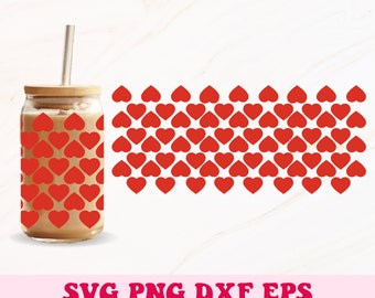 Valentines Glass Can Wrap Svg, Hearts Can Wrap Svg, Valentines Libbey Svg, Valentines Glass Can Svg, Hearts Wrap Svg, 16oz Libbey Glass Wrap