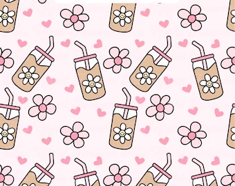 Patrón sin costuras de café helado femenino, patrón sin costuras PNG, patrón femenino, patrón de café helado, patrón sin costuras PNG, JPG