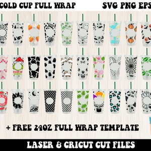 24oz Cold Cup Svg, 24oz Venti Cold Cup Svg, Cold Cup Svg, Full Wrap Svg, Svg Files for Cricut, Full Wrap Template Svg, Coffee Cup Svg