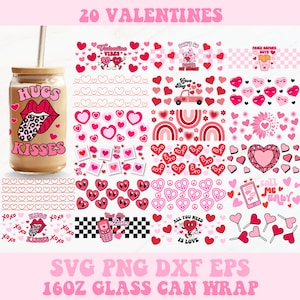 Valentines Glass Can Wrap Svg, Valentines Libbey Wrap Svg, Libbey Glass Wrap, Glass Can Svg, 16oz Glass Can Wrap, Svg Files, Libbey Wrap Svg