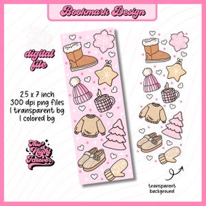 Cozy Christmas Bookmark Png, Winter Bookmark, Cozy Christmas Pattern, Winter Bookmark Design, Digital Bookmark, Bookmark Png