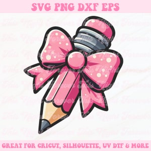 Professor Svg Design, Bow Pencil Svg, Coquette Svg, Bow Svg, Teacher Svg, School Svg, Arquivos Svg para Cricut, Trendy Svg, Clipart Svg, Girly Svg