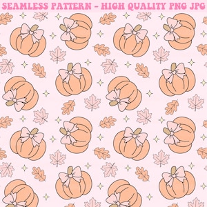 Coquette Pumpkins Seamless Pattern, Pumkin Seamless Pattern, Repeat Pattern, Seamless Pattern, Halloween Png, Sublimation, Halloween Pattern