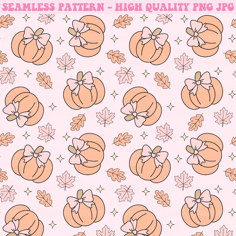 Coquette Pumpkins Seamless Pattern, Pumkin Seamless Pattern, Repeat ...