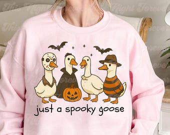 Spooky Goose Halloween PNG: Retro Horror Sublimation Design (Digital Download