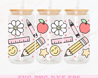 16oz Teacher Libbey Glass Can Svg, Teacher Glass Can Wrap Svg, Teacher ...