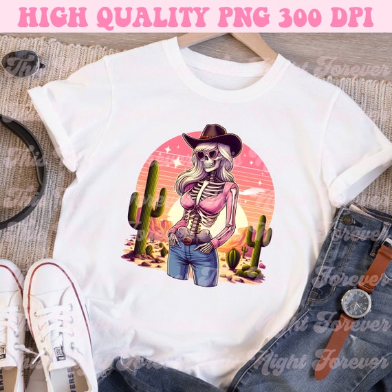 Skeleton Cowgirl Png, Cowgirl Png, Retro Sublimation Png, Sublimation Design, Uv Dtf Png, Western Clipart Png, Western Png, Cowgirl Clipart