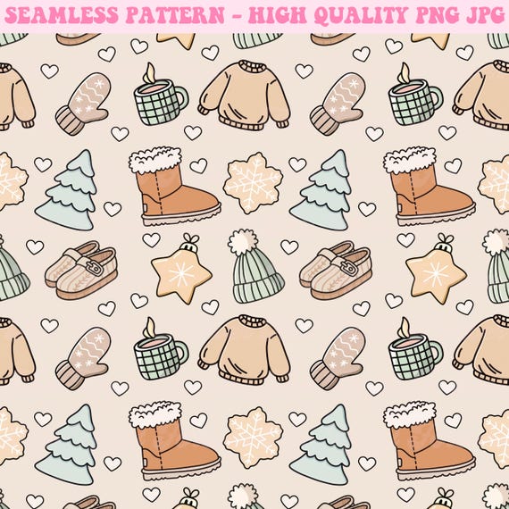 Neutral Winter Seamless Pattern, Winter Seamless Pattern, Repeat Pattern, Seamless Pattern, Winter, Sublimation Design, Christmas Design