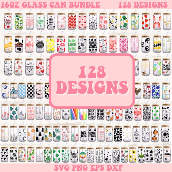 Glass Can Svg Bundle, 16oz Glass Can Bundle, Glass Can Svg, Libbey Glass Can Svg, Beer Can Glass Svg, Svg Files for Cricut, Cricut Svg