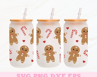 Gingerbread Cookies Svg, 16oz Glass Can Wrap Svg, Christmas Glass Can Svg, Libbey Glass Wrap, Glass Can Wrap Svg, Christmas Svg