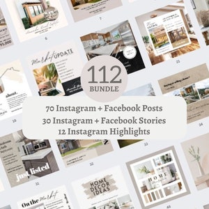 Real Estate Template Bundle, Instagram Post Template, Real Estate Social Media, Real Estate Instagram, Realtor Digital Template, Marketing