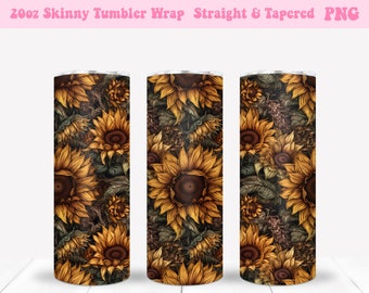 Sunflowers Sublimation Tumbler Wrap, Fall Sublimation Wrap, 20oz Skinny Tumbler, 20oz Tumbler Wrap, Tumbler Wrap Png, Fall Png, Sunflowers
