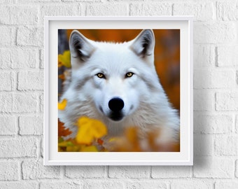 White Wolf Wall Art, Wolf Digital Prints Downloads, Wolf Digital Prints Wall Art