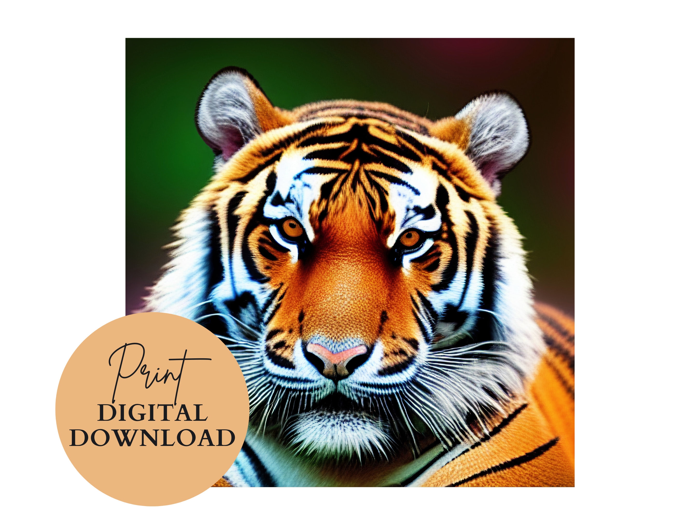 Tiger Wall Art Digital Print, Tiger Art Print, Printable Tiger Art