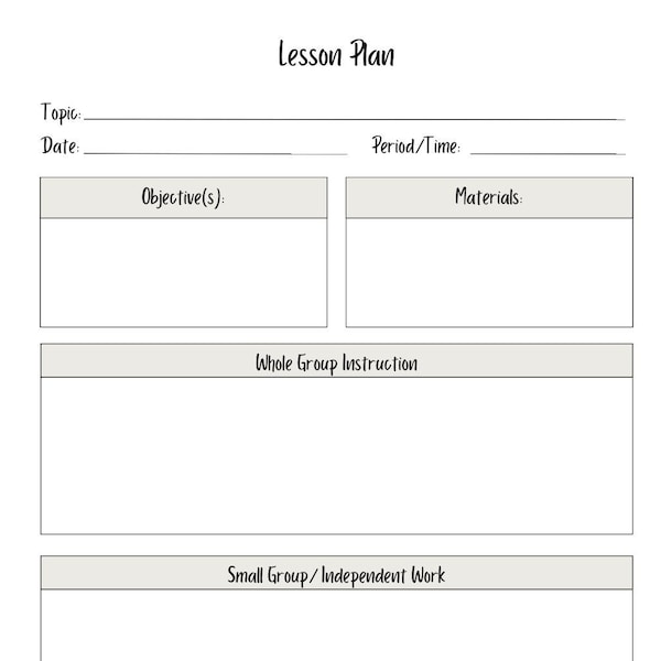Lesson Plan Etsy