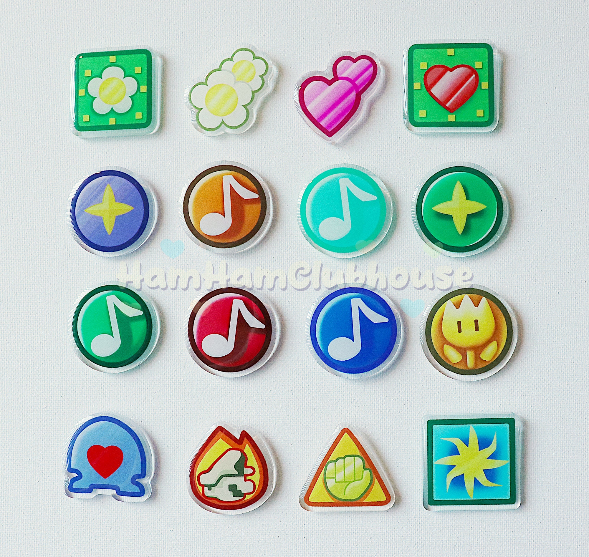 Paper Video Game Acrylic Badge Pins - Pretty Lucky Close Paper Video Game Acrylic Badge Pins - Pretty Lucky Close