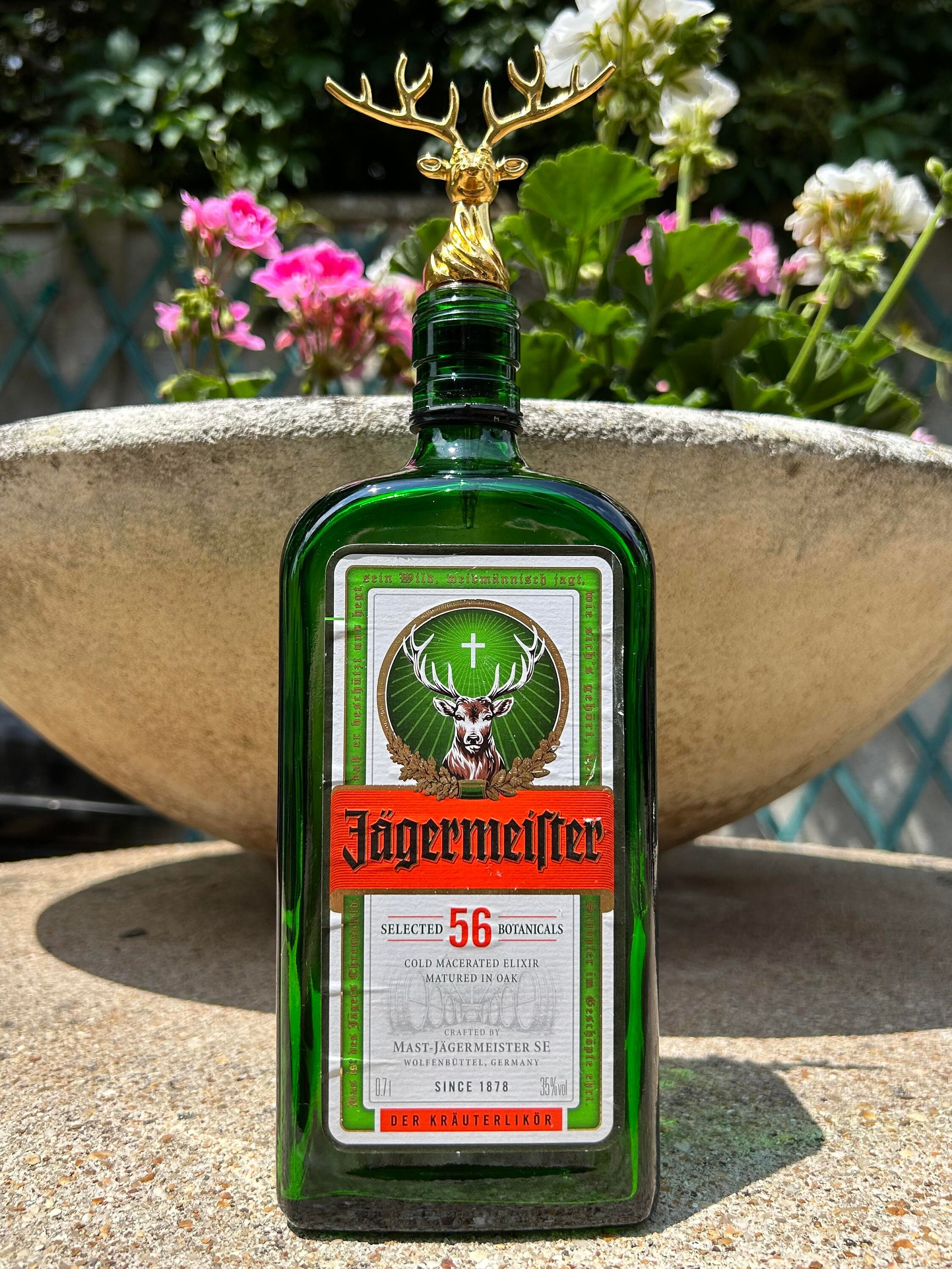 Jagermeister vacío mini botella de licor 50 mL vidrio verde utilizado -   España